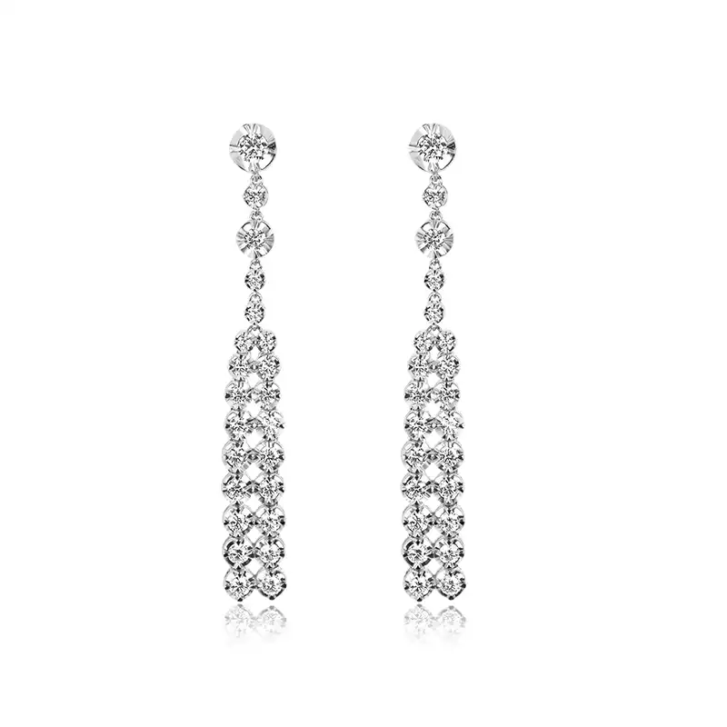Modern 18K White Gold Diamond Necklace Set